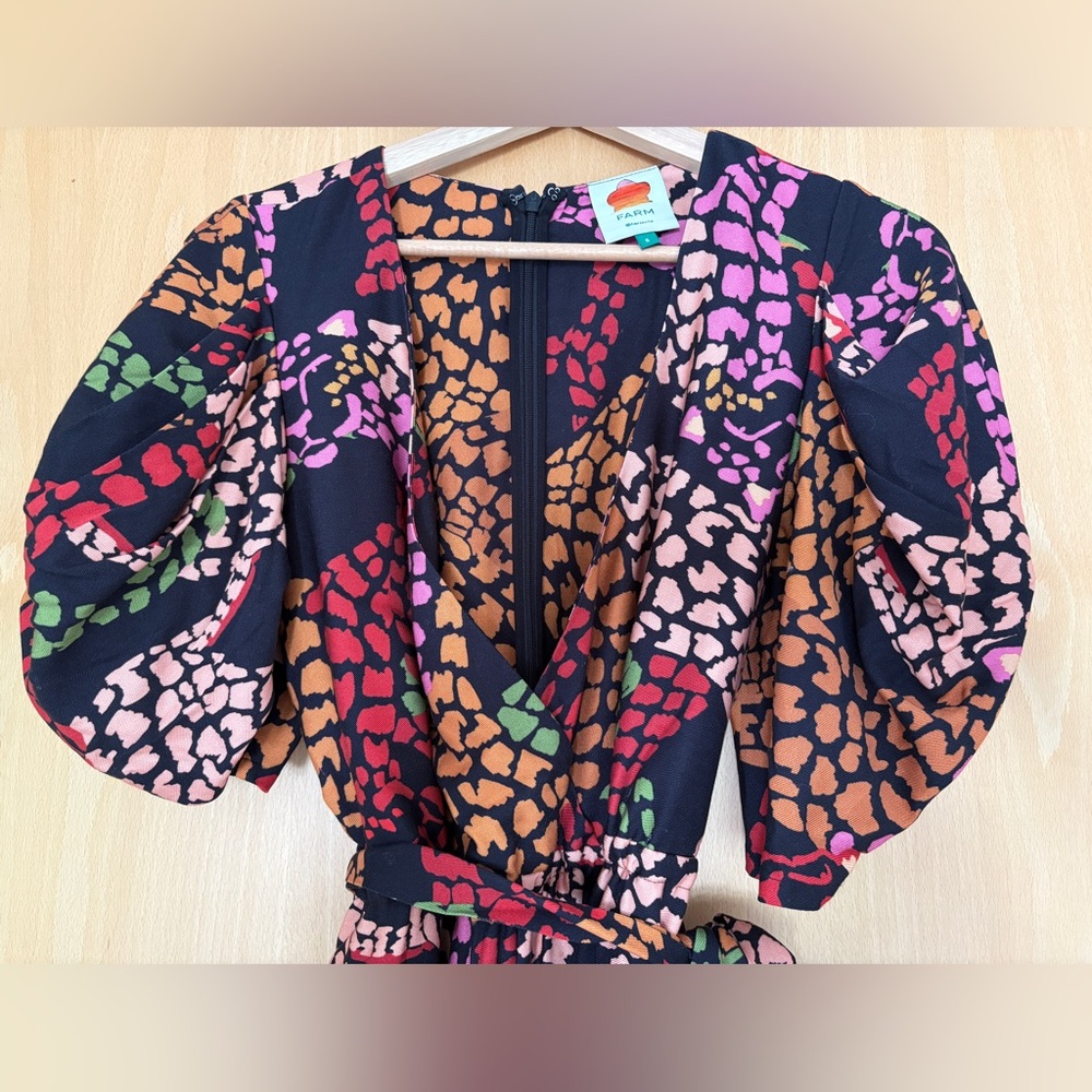 FARM Rio Jumpsuit with Puff Sleeves - Size S